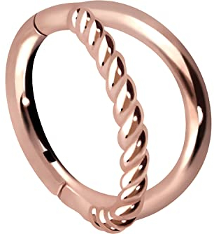 PIERCINGLINE Segmentring Clicker Chirurgenstahl 2 RINGE + GEDREHT Piercing Ohr Helix Conch Roségoldfarben 8 mm