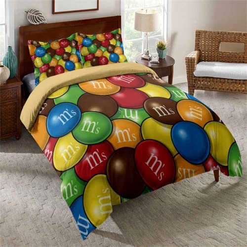 ZZFJFQ BED-LINEN-SET 135x200 Chocolate, Schokolade, Blumen (Pattern) 3 teilige Bedding bettzeug Set Luxus warme BED-LINEN-SET Duvet Cover mit 2 Kissenbezug 80x80 für Winter