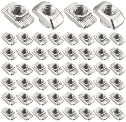 Dadi Dadi T-Scanalatura, 50 Pezzi, M5 in Acciaio al Carbonio, Dado a Testa Martello, Dado con T Nuts Scorrevole per Profilato in Alluminio, Mobili Ecc (EU20-M5*10 * 6)