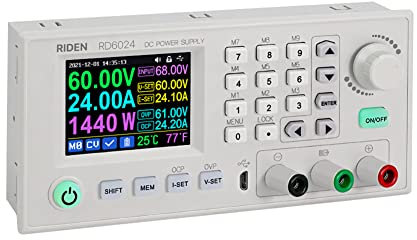 KKnoon RD6024-W 24A 12V 36V 48V 60V Adjustable Digital Constant Voltage Power Supplies with 2.4 Inch Colour Display Data Storage PC Software Control Mobile Phone App Control Multifunctional