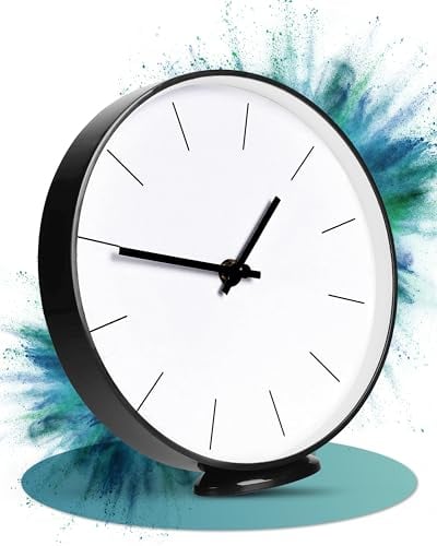 LATENO - Wanduhr schwarz - ohne Tickgeräusche - 30 cm große Uhr zum Aufhängen & Hinstellen - Geräuschlose Wanduhren als Wohnzimmeruhr Bürouhr Klassenzimmeruhr Küchenuhr u.v.m - Analoguhr