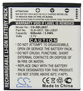 Replacement Battery For Samsung SLB-0837, SB-L0837