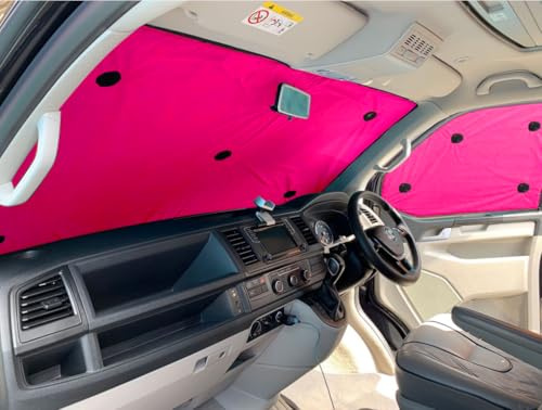 Covprotec 1 Paar mittlere Thermo-Rollos, kompatibel/Ersatz für Volkswagen Transporter T6.1 (2020-Datum), Trägerfarbe in Rosa