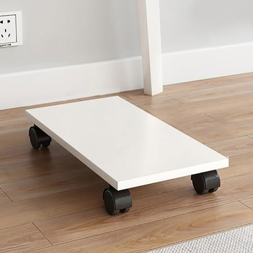LNGFSH Soporte con Rueda para CPU, Madera Soporte para CPU Móvil Soporte de Torre de Computadora, Soporte para Carrito de Computadora para Computadoras de Escritorio o Carcasas (20cm,Blanco)
