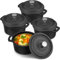 Suttmin Mini horno holandés pequeño redondo de hierro cocotte negro con tapa y asas duales, olla de hierro fundido para uso en estufa, marinar, cocinar, hornear, refrigerar, asar, asar, barbacoa,