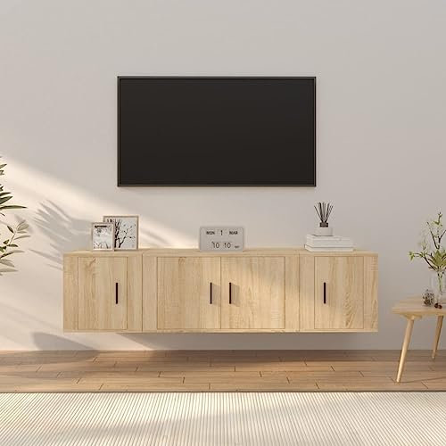 AUUIJKJF Home Outdoor Sonoma, 3-teiliges TV-Schrank-Set, Sonoma-Eiche, Holzwerkstoff
