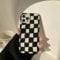 LIUJINCAN Black & White Checker Silicone Phone Case - Artistic Twisted Grid Design, Raised Camera Protection, Non-Slip Cover for iPhone 11 Pro Max