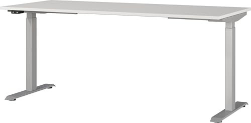 Germania Schreibtisch 7909-583, in Lichtgrau/Silber, EL. höhenverstellb., 180 x 120 x 80 cm (BxHxT)