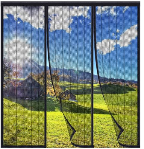 FYHDSH Tenda Zanzariera Magnetica per Porta con Doppia Apertura Laterale, per Porta Scorrevole Balcone Patio, Nero - 270x220cm