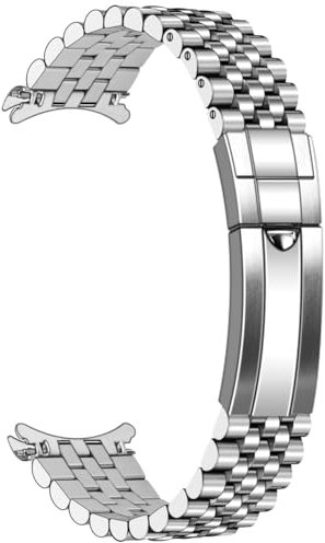 Kai Tian Edelstahl klassischer Tauchschnalle 22mm Uhrenarmband Poliert Mittler gebürstet Einstellung Schraub-In Zwei Ton Premium Metall Uhrenarmband Silber Armband