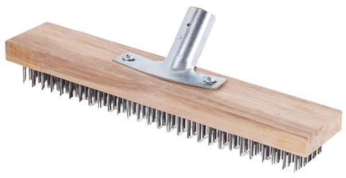 Balai métallique | Balai de sol portable en acier de 30 cm | Brosse à gratter réutilisable, râteau à feuilles avec manche en bois, socle, balai de jardin épaissi, poils durs pour mousse de jardin