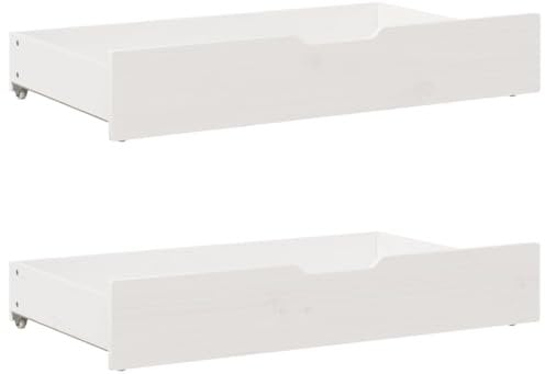 vidaXL Cajones Debajo Cama con Ruedas 2 uds Madera Maciza Pino Blanco