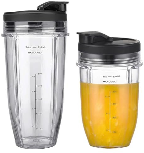 AUMUA Vaso de Repuesto de 18 oz 24 oz Con 2 tapas para Ninja Batidora BN750EU BN800EU BN495EU TB301EU TB401EU CB100EU CB350EU SS101C SS150C SS151C SS351C