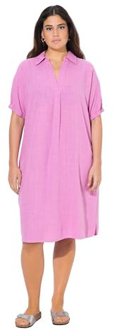 Ulla Popken Leinenmix-Kleid Robe en Lin mélangé, Rose Froid, 58-60 Femmes