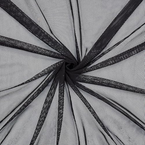 CABODYALS 1.8 m Langer Schwarzer Netzstoff Leicht Dehnbar Elastisches Polyester Spandex Netz Durchsichtiges Handarbeits Quadrat Leichter Stoff Zum Nähen Herstellen von Kleidungszubehör Heimdekoration