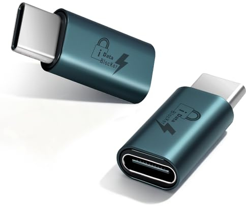 Duttek USB C Data Blocker, USB C Male to Female Sync & Charge Protector Adapter for iPhone 15/14/13 Pro, Samsung Galaxy, iPad Pro 2 Pack-Blue