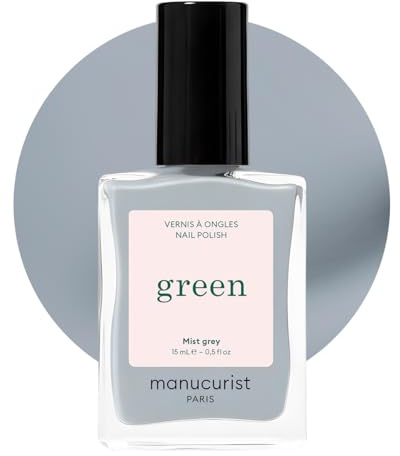 Manucurist Green Mist Grey Natural Nail Polish | Long lasting nail polish and Quick dry nail varnish with classic manicure effect. Vegan, 9-free, plant-based, 15 ml