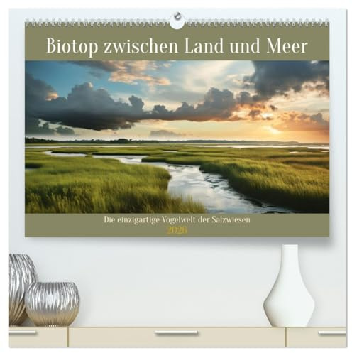 Biotop zwischen Land und Meer (hochwertiger Premium Wandkalender 2026 DIN A2 quer), Kunstdruck in Hochglanz: Einzigartige Vogelwelt der Salzwiesen (CALVENDO Natur)