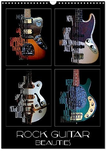Rock Guitar Beauties (Wall Calendar 2026 DIN A3 Portrait), CALVENDO 12 Month Wall Calendar: Guitars with cool sayings (CALVENDO Art)