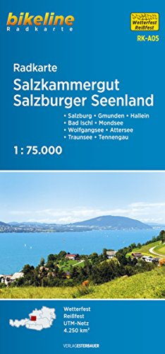 Bikeline Radkarte: Salzkammergut. Salzburg - Gmunden - Hallein - Bad Ischl - Mondsee - Wolfgangsee - Attersee - Traunsee - Tennengau, RK-A05. 1 : 75.000, wasserfest/reißfest, GPS-tauglich mit UTM-Netz