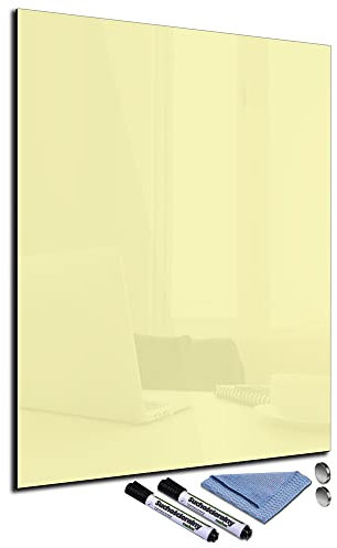 Glas-Magnettafel Beige 60x80 Pinnwand Wand mit Zubehör Whiteboard Küche Büro Office Deko