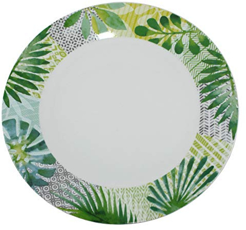 Topkapi TK-1016 Runde Essteller aus Porzellan Jungle - 6 Stück, Ø 27 cm | Jungle-Dekor mit markanter Optik – dekorative Teller für moderne Tischgestaltung, Dinner und gemeinsame Mahlzeiten