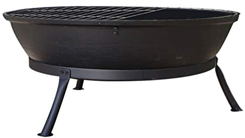 Globe Fire Feuerschale Edna Ø 75 cm mit Grill - Feuerstelle Feuerkorb aus Gusseisen für Garten & Terrasse