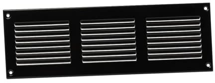 300x100mm / 12x4 inch Black Metal Air Vent Grille Cover with Insect Mesh - Ventilation Cover