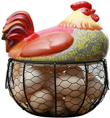 QMZDXH Metall Mesh Draht Eierkorb, Huhn Geformt Draht Ei Ablagekorb Halter Rack, Eierkorb Aus Keramik, Henne Nest Aufbewahrung Dekorativ für Die Küche, Aufbewahrungskörbe Sweet