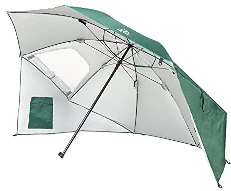 Amiaire Sombrilla de Playa - Sombrilla de Playa Grande 240 cm – 3 Posiciones - Protección UV, antiviento y Transpirable de Aluminio- Incluye Bolsa de Viaje (Verde)