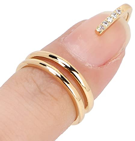 Sonew Fingernagel-Öffnungsring, Mode-Fingerspitzen-Schmuck-Nagel-Kunst-Ring Damen, die Nagelzubehör Tragen, Dekorativer Nagelring(3050g)