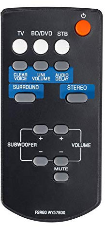 YiBiChin FSR60 WY57800 Remote Control Fits for Yamaha Soundbar YAS-101 YAS-101Bl ATS-1010 YAS101 YAS101Bl ATS1010 FSR60-WY57800 (No Programming Required)