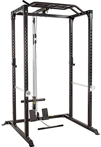 GYM MASTER GM1 Power Rack Squat Cage for Home Weight Lifting Training with Optional Dual Pulley Cable System