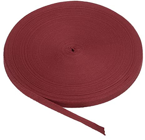 PATIKIL Baumwollband Baumwolle Gurtband 10mm x 45m, Schrägband Baumwoll Nahtband Köperband Saumband Einfassband Stoffband Webband zum Nähen für DIY Basteln Stricken Verpackungen, Dunkelrot
