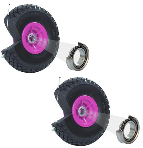 TRUTZHOLM 2X pannensicheres Sackkarrenrad 260x85mm Vollgummi 3.00-4 PU Ersatzrad für Sackkarre Rad Reifen 75mm Nabenlänge (Pink, versetzte 60 mm Nabe)