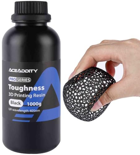 Aceaddity Toughness 3D-Druckerharz, Spezial-3D-Druckerharz, Hochauflösendes 405nm UV-Härtungs-Fotopolymer-Druckharz, Kompatibel mit den meisten LCD/DLP/SLA 3D-Druckern, Schwarz 1KG