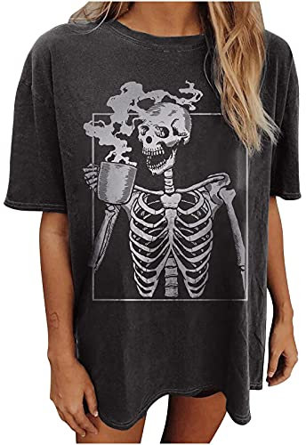 Wukreran Vintage Shirts for Women Cute Graphic Tee Spring Short Sleeve Tops Oversized Tshirts Teen Aesthetic Clothing, Pump Covers Gym Women #B2, L