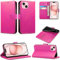 EKAM Case Compatible With iPhone 15 Plus Leather Wallet Book Flip Folio Stand View Cover Magnetic Closure with Card Slots for iPhone 15 Plus [6.7 Inch] (Pink)