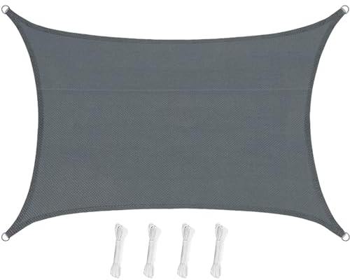 Farbrich Sonnensegel Rechteckig 3 x 4m Anthrazit,Premium PES Polyester wasserabweisend imprägniert 95% UV Schutz für Balkon Terrasse Garten,inkl Befestigungsseile …