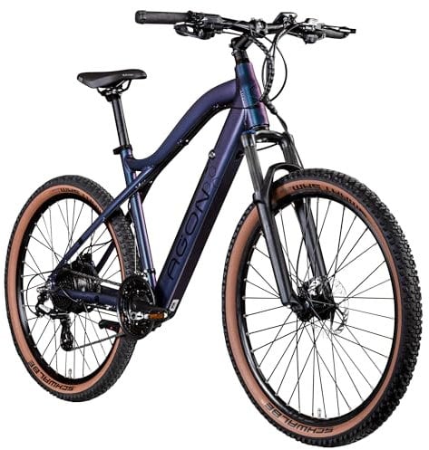 AGON Alpha E Bike Mountainbike Herren oder Damen 170-190 cm Pedelec 27,5 Zoll Hardtail MTB Trail mit Ananda Motor (Arctic fire Black, 48 cm)