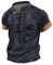 Bodybuilding Shirt Oversized Tshirt Herren Mittelalter Retro Schnüren Henley V-Ausschnitt Kurzarm Sweatshirt Hemd Atmungsaktive T-Shirts (Schwarz,5XL)