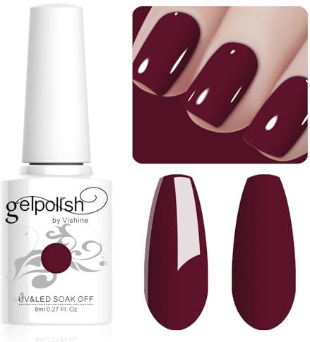 Vishine 8ML Smalto Gel per Unghie PurpleRed - Lunga Durata, Soak Off, Autunno, Arte per Unghie, Manicure Salone a Casa, L037