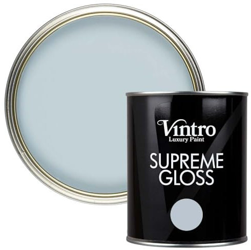 Vintro Paint | Gloss Paint | for Walls | Wood | Trim | Gloss Furniture Paint | Interior & Exterior Use. 1 Litre (Blue Grey - Aurora)