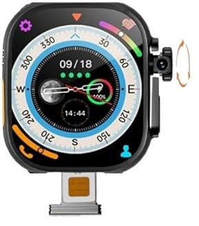 Reloj inteligente S9 Ultra 2 4G Android DW99 con cámara giratoria, 32 GB ROM, WiFi, GPS, tarjeta SIM, 2.2 pulgadas, reloj inteligente Amoled Play Store (todo negro, 2+16GB)