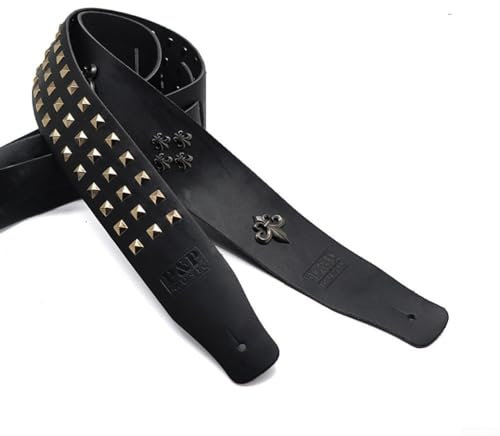 Gitarrengurt aus Leder mit Metall-Spike-Nieten, längenverstellbar, für alle Gitarrenspieler (D)