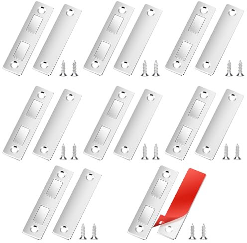 Set da 8 pezzi di chiudiporta magnetici, magneti per porte scorrevoli ultrasottili, calamita adesiva, serrature magnetiche per porte a chiusura forte con viti, adatte per cassetti, porte scorrevoli