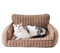 MEWOOFUN Stilvolles Katzensofa, Katzenbetten für Hauskatzen, orthopädisches kleines Hundesofa, Hundesofa mit rutschfester Unterseite für kleine und mittelgroße Hunde (Braun, M)