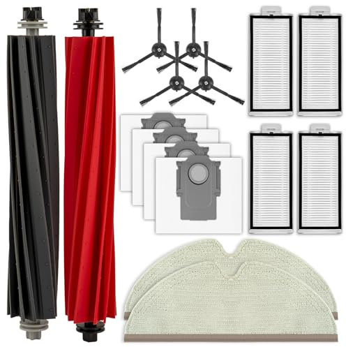 (16 piezas) Q5 Pro Piezas de Repuesto para Robot Aspirador Roborock Q5 Pro+/ Q8 Max/ Q8 Max+, 2 Cepillos Giratorios, 4 Eepillos Laterales, 4 Filtros, 4 Bolsas para el Polvo, 2 Almohadillas para Fregar