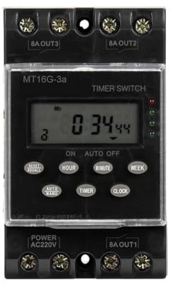 Folisila MT16G-3a Elektronischer programmierbarer Zeitschalter 220VAC 25A 3 Kanäle Digital Timer Din-Schienenmontage