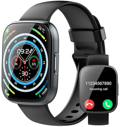 Smart Watch for Men Women Answer/Make Calls, 1.95 Fitness Watch with Hear Rate/Sleep Monitor, Fitness Tracker 110+ Sports Modes Activity Trackers IP68 Waterproof Smartwatch for iOS Android, Jet Black